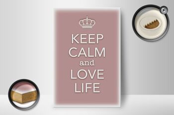 Panneau en bois disant 12x18 cm Décoration Keep Calm and Love Life 2