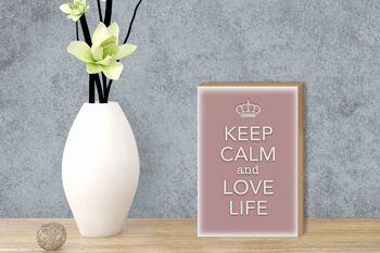 Panneau en bois disant 12x18 cm Décoration Keep Calm and Love Life 3