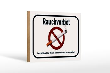 Panneau en bois note 18x12 cm interdiction de fumer laisser décoration mégot de cigarette 1