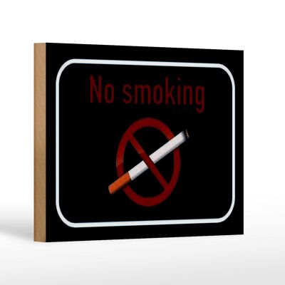 Holzschild Hinweis 18x12cm No smoking Rauchverbot schwarzes Schild