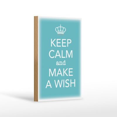 Cartello in legno con scritta "Keep Calm and make a wish" 12x18 cm