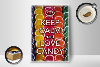 Panneau en bois disant 12x18 cm Keep Calm and love candy decoration 2