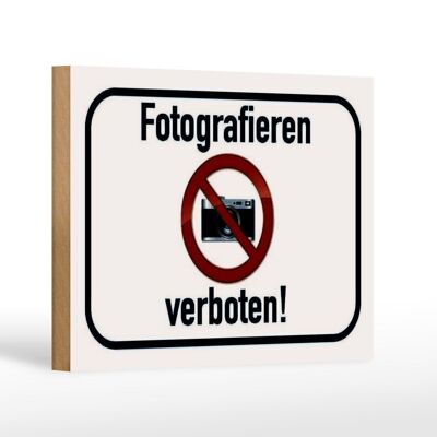 Cartel de madera aviso 18x12 cm fotografía prohibida decoración