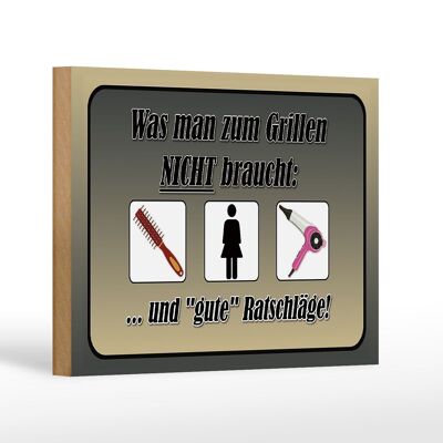 Holzschild Spruch 18x12 cm was zum Grillen nicht braucht Dekoration