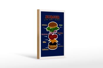 Plaque en bois recette burger 12x18 cm pour réaliser votre propre décoration 1