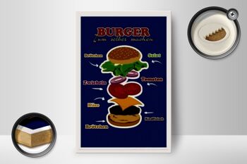 Plaque en bois recette burger 12x18 cm pour réaliser votre propre décoration 2