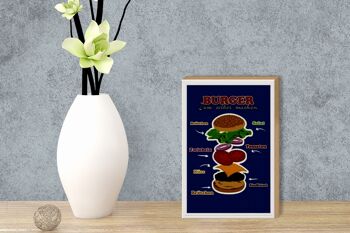 Plaque en bois recette burger 12x18 cm pour réaliser votre propre décoration 3