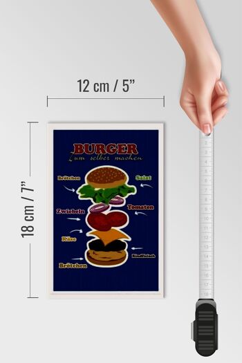Plaque en bois recette burger 12x18 cm pour réaliser votre propre décoration 4