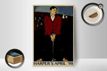 Panneau en bois golf 12x18 cm décoration Harper`s avril 98 2