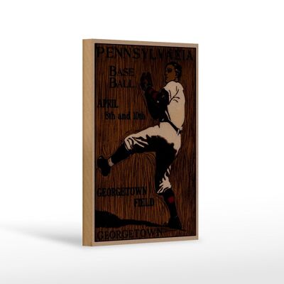 Cartello in legno retrò 12x18 cm Decorazione Pennsylvania Baseball 8 aprile