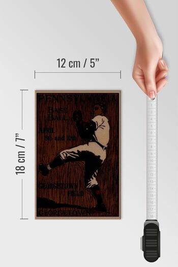 Panneau en bois rétro 12x18cm, décoration du 8 avril, baseball de pennsylvanie 4