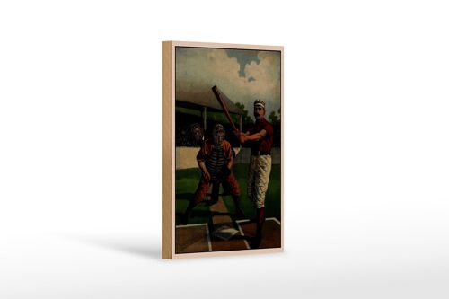 Holzschild Retro 12x18 cm Baseball USA Schlagmann Dekoration