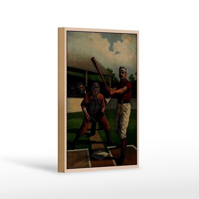 Letrero de madera retro 12x18 cm béisbol USA bateador decoración
