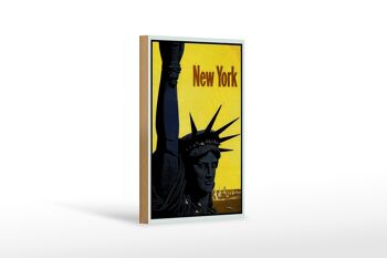 Panneau en bois rétro 12x18 cm Décoration New York Statue de la Liberté 1