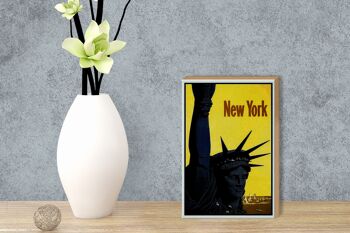Panneau en bois rétro 12x18 cm Décoration New York Statue de la Liberté 3
