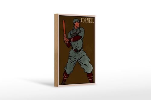 Holzschild Retro 12x18 cm Cornell Baseball Schlagmann Dekoration