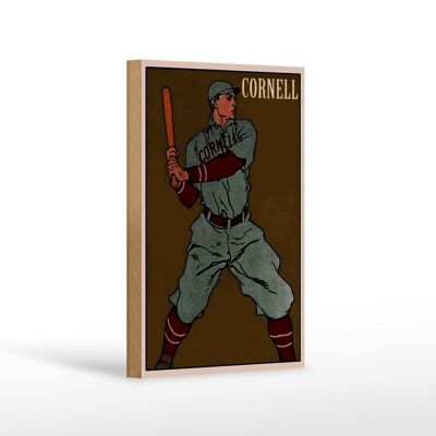 Cartello in legno retrò 12x18 cm Cornell Baseball Battitore Decorazione