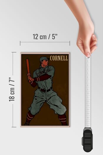 Panneau en bois rétro 12x18 cm, décoration de batteur de baseball Cornell 4
