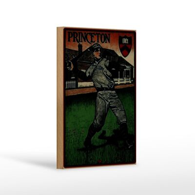 Targa in legno retrò 12x18 cm decorazione Princeton Baseball