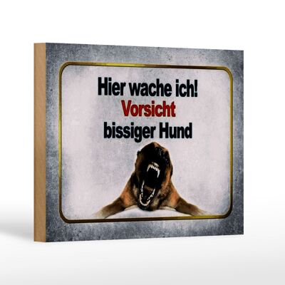 Holzschild Hinweis 18x12cm Vorsicht bissiger Hund Dekoration