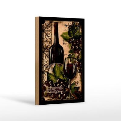 Letrero de madera artístico 12x18 cm bodegón Vino Rosso decoración de vino tinto