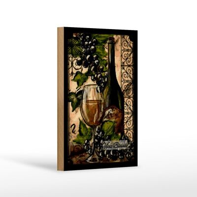 Wooden sign art 12x18 cm still life Vino Bianco white wine decoration