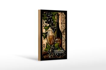 Panneau en bois art 12x18 cm nature morte Vino Bianco décoration vin blanc 1