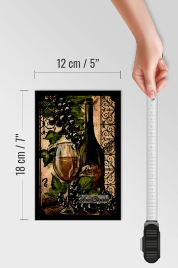 Panneau en bois art 12x18 cm nature morte Vino Bianco décoration vin blanc 4