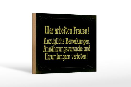 Holzschild Spruch 18x12 cm Hier arbeiten Frauen Dekoration