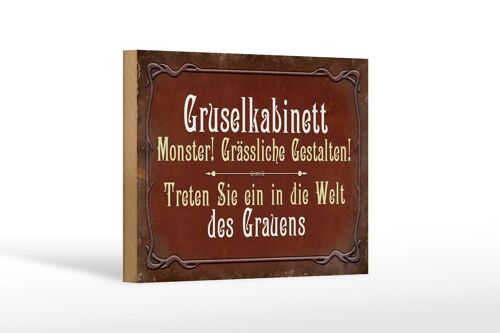 Holzschild Spruch 18x12 cm Gruselkabinett treten Sie ein Dekoration