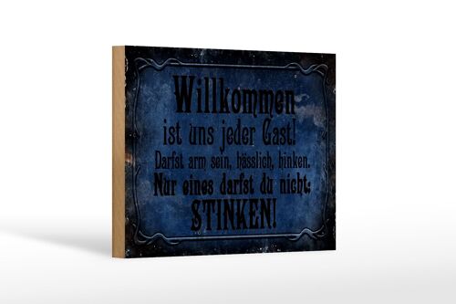 Holzschild Spruch 18x12 cm Willkommen ist uns jeder Gast Dekoration