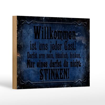 Holzschild Spruch 18x12 cm Willkommen ist uns jeder Gast Dekoration