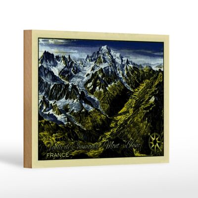Targa in legno Francia 18x12 cm decoro Vallee de Chamonix Mont Blanc