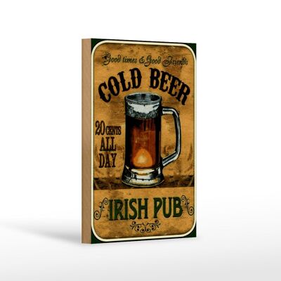 Cartel de madera cerveza 12x18 cm pub irlandés cerveza dorada decoración buenos tiempos
