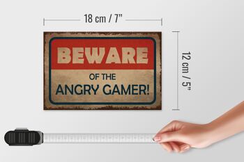 Panneau en bois note 18x12 cm attention au gamer en colère déco 4