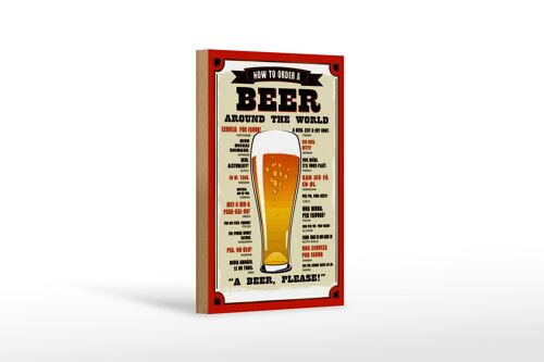 Holzschild Bier 12x18 cm Beer around the world beer please Dekoration