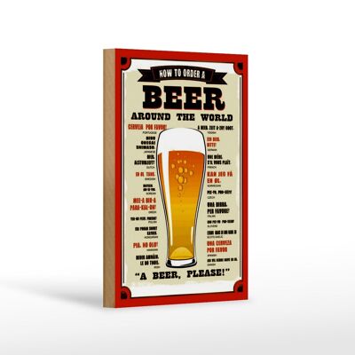 Holzschild Bier 12x18 cm Beer around the world beer please Dekoration