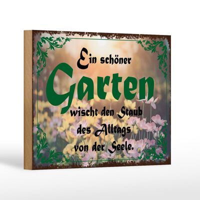 Cartello in legno con scritta 18x12 cm bellissimo giardino cancella la polvere decorazione
