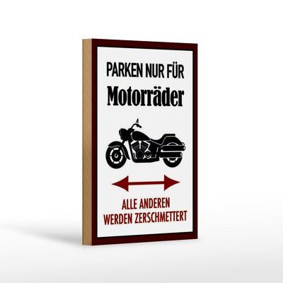 Letrero de madera parking 12x18 cm solo para motos el resto de decoración