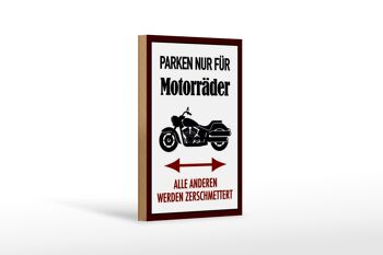 Panneau en bois parking 12x18 cm uniquement pour motos toute autre décoration 1