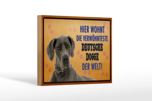 Holzschild Spruch 18x12 cm Hund hier wohnt Deutsche Dogge Dekoration