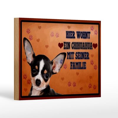 Cartello in legno 18x12 cm con scritta "cane qui vive" una decorazione Chihuahua