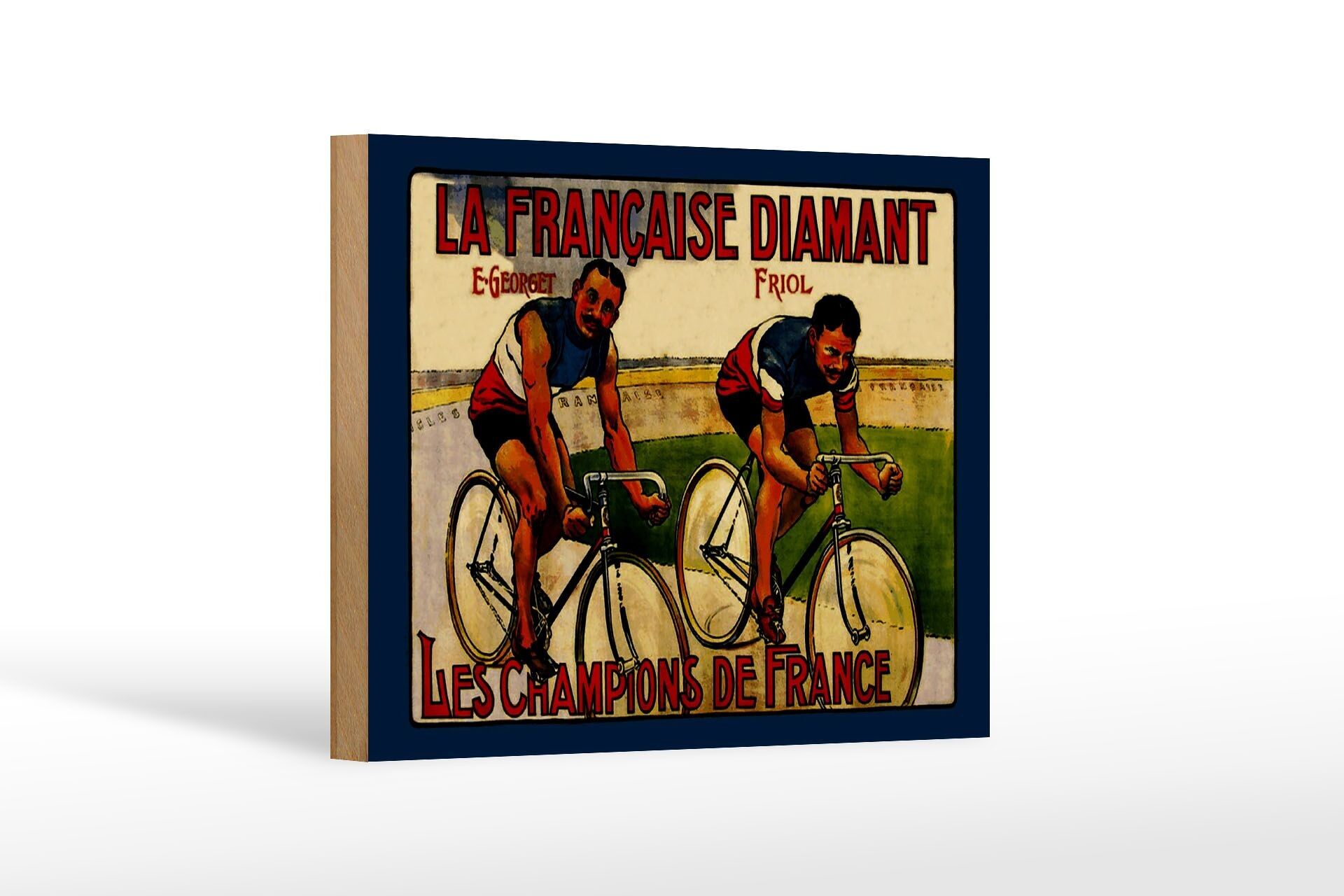 Holzschild Retro 18x12 cm Fahrrad la francaise Diamant Dekoration