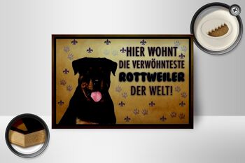 Panneau en bois disant 18x12 cm chien le Rottweiler vit ici décoration 2