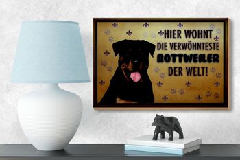 Panneau en bois disant 18x12 cm chien le Rottweiler vit ici décoration 3