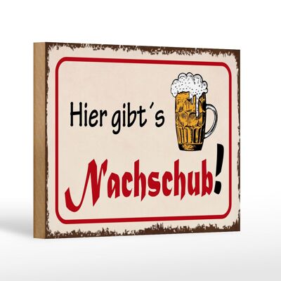 Wooden sign beer 18x12 cm here you can get supplies decoration