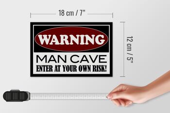 Panneau en bois 18x12 cm Attention Man Cave entrez dans votre décoration 4