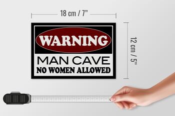 Panneau en bois 18x12 cm Attention Man Cave pas de décoration femme 4