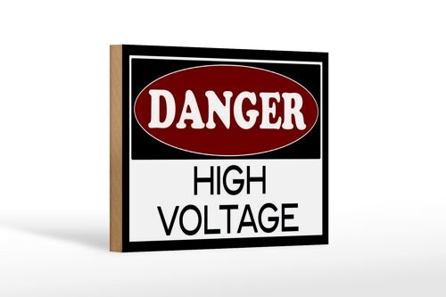 Holzschild Hinweis 18x12 cm Danger high voltage Dekoration