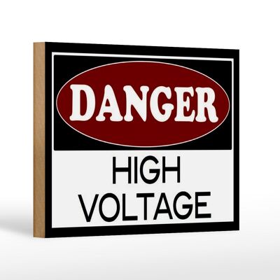 Holzschild Hinweis 18x12 cm Danger high voltage Dekoration